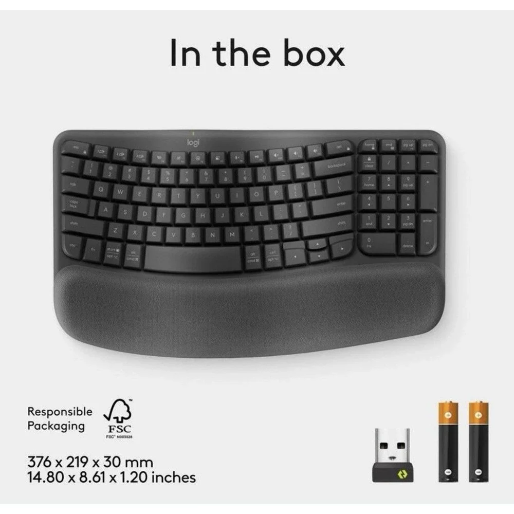 Logitech Wave Keys Bluetooth Keyboard - Black: Ergonomic Design Wrist Rest